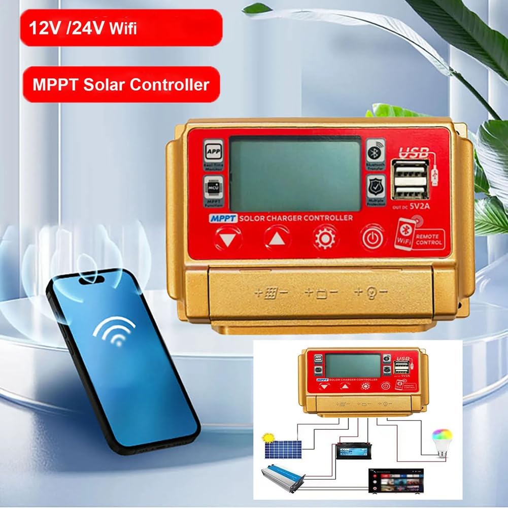 Regolatore di Carica Solare MPPT 12/24V Wifi Bluetooth Pannello Solare Regolatore Intelligente Batteria 30A