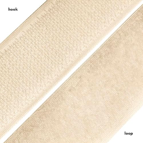 Miniatura 5 de Cinta adhesiva de gancho y bucle de 34 pulgadas de ancho, color beige claro, cierre autoadhesivo resistente de 1 yarda de longitud para fijación de