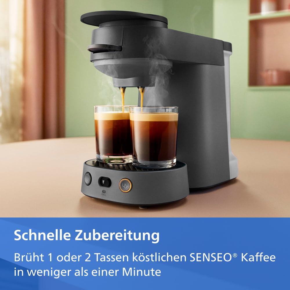 PHILIPS Senseo Vibe Kaffeepadmaschine Kompakt, Schwarz, 2 Spezialitäten