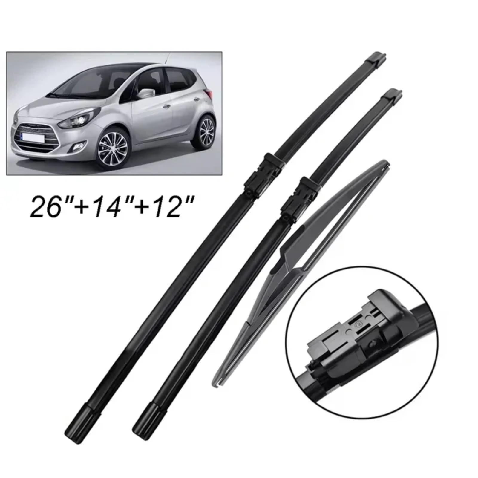 Limpiaparabrisas Escobillas Coche Para Hyundai Para IX20 2010-2020 impiaparabrisas delantero | Escobillas Delanteras Y Traseras Cepillos Lluvia Para Ventana Parabrisas 26"14"12"