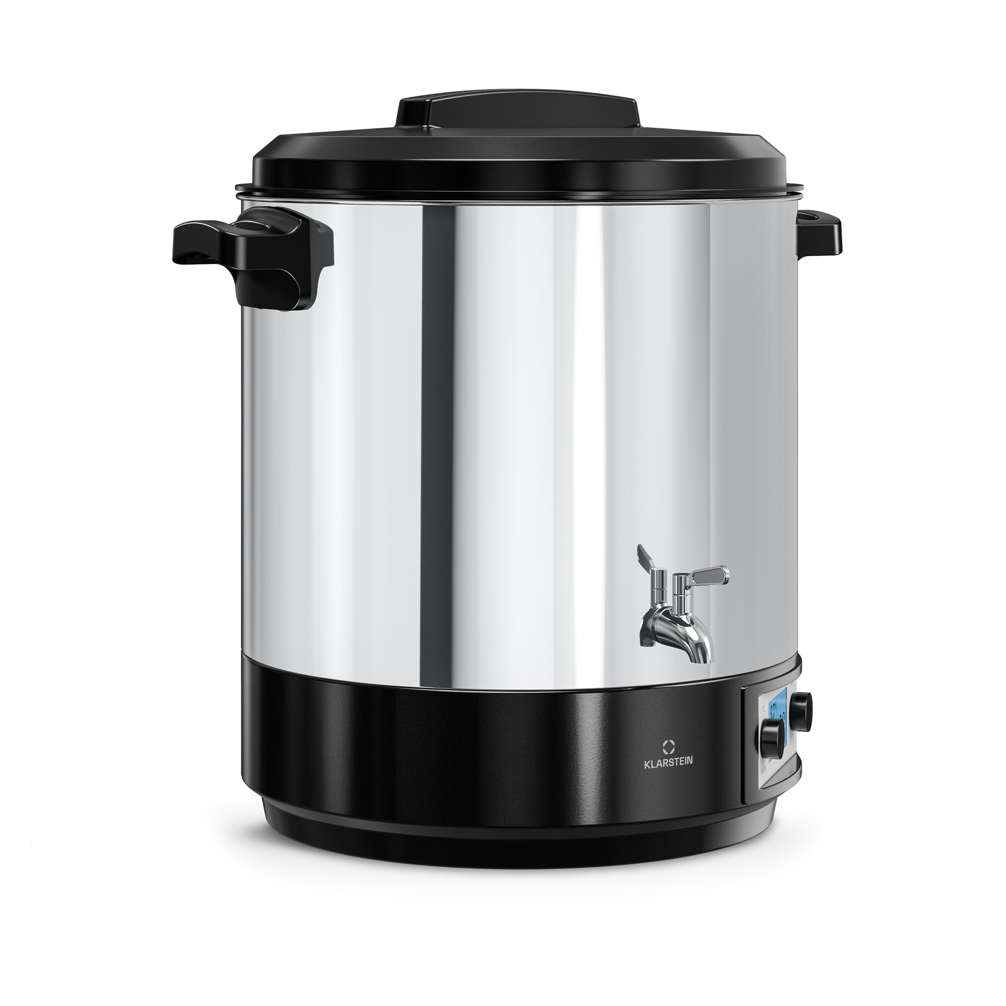 Klarstein Biggie Digitaler Einkochautomat, 25 L Edelstahl-Einkochtopf mit Edelstahlhahn & Timer, 2000 W, 30–100 °C, LCD-Display, Glühweinkocher, Einweckautomat, Heißgetränkespender