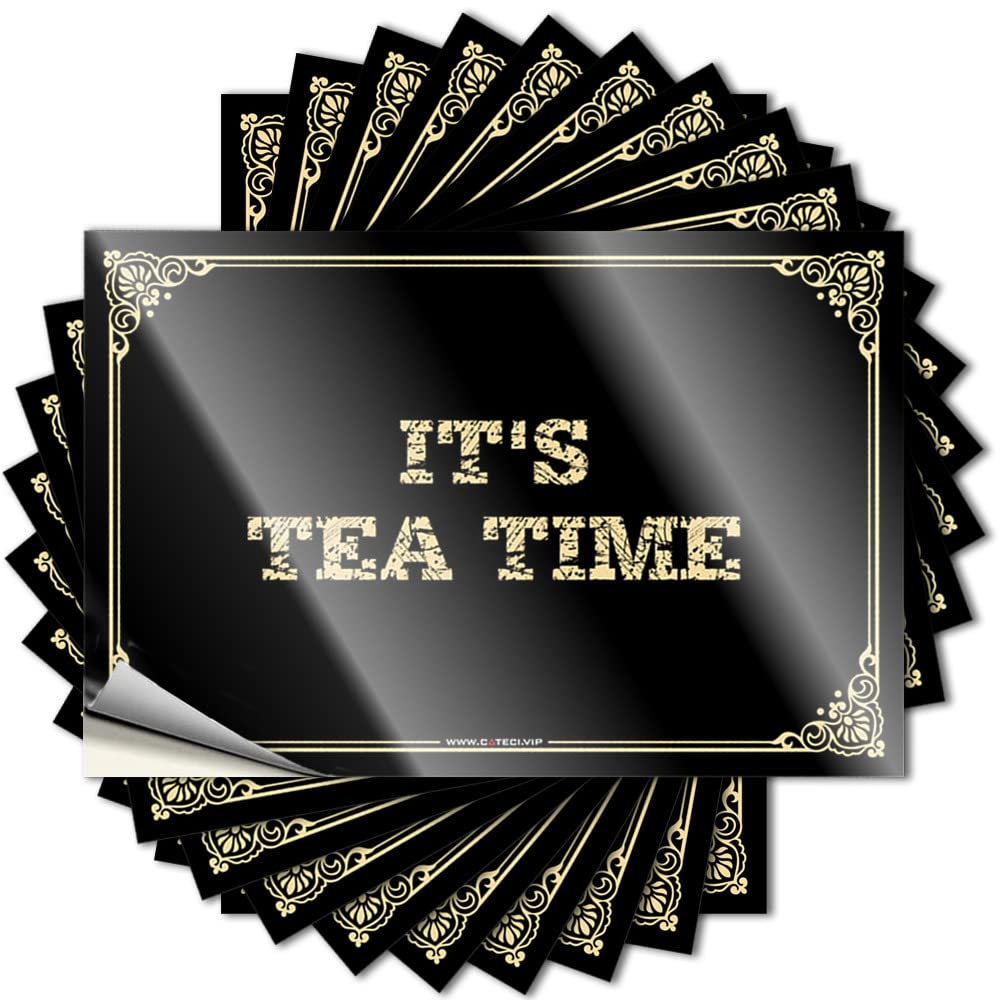 Sign It's Tea Time Vinyl Decor Durable/Man Cave Home - Good Job Stickers for Adults(12X18CM-6Pcs)