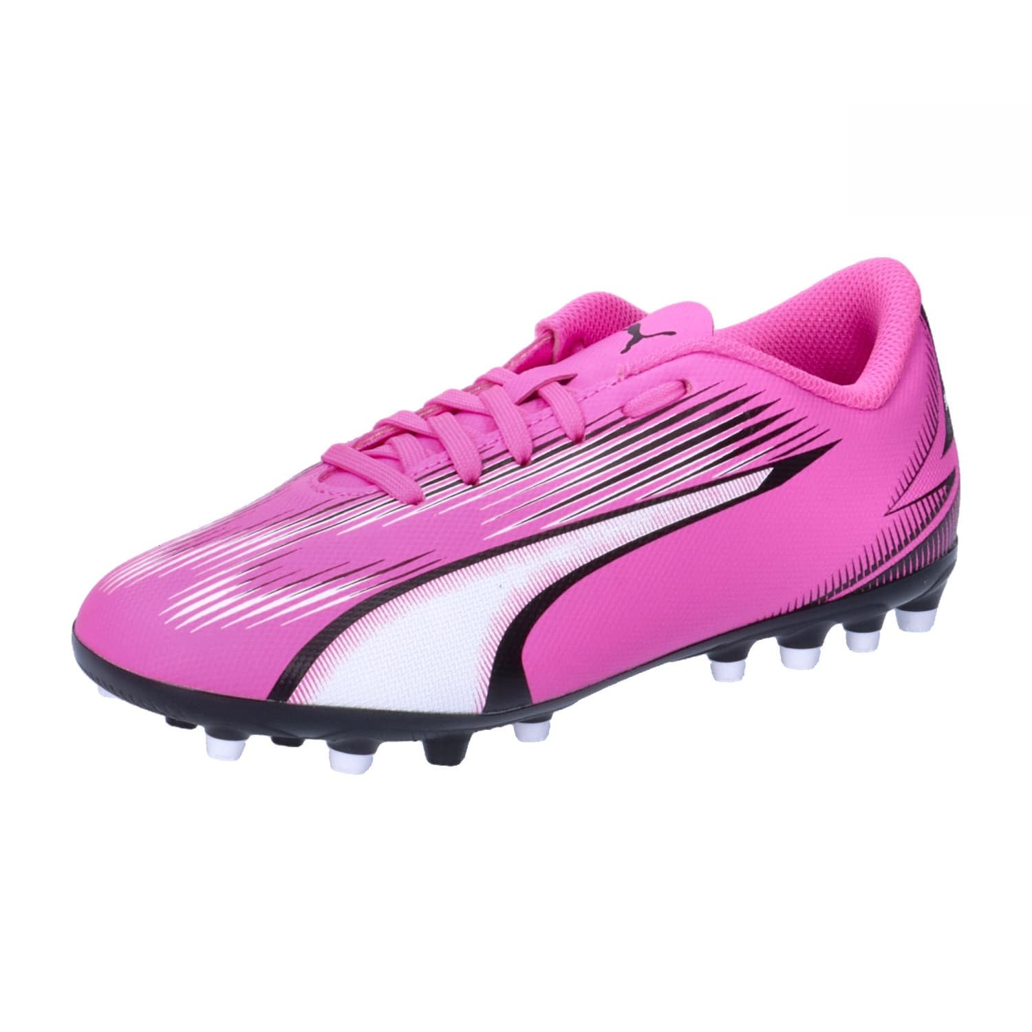 Puma Unisex Youth Ultra Play Mg Jr Soccer Shoes, Poison Pink-Puma White-Puma Black, 38.5 EU