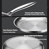 Gienslru Tovara Titanium Pro Titanium Pro Poêle à frire en titane martelé avec couvercle, 100 % non toxique, naturellement antiadhésive, 26/28/30 cm, pour cuisson (avec couvercle, 30 cm) - 5