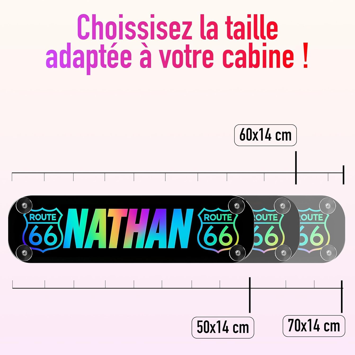 Plaque lumineuse camion personnalisé 60 x 14cm STICK OLIVIER® éclairage LED RGBW à ambiance musicale 5v 12v 24v USB plaque routier personnalisé [ Enseigne lumineuse personnalisable ]