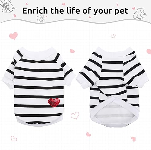 Miniatura 4 de Preferhouse Camiseta a rayas para perros y mascotas chaleco de algodón para primavera y verano ropa para mascotas adecuada para mascotas pequeñas y