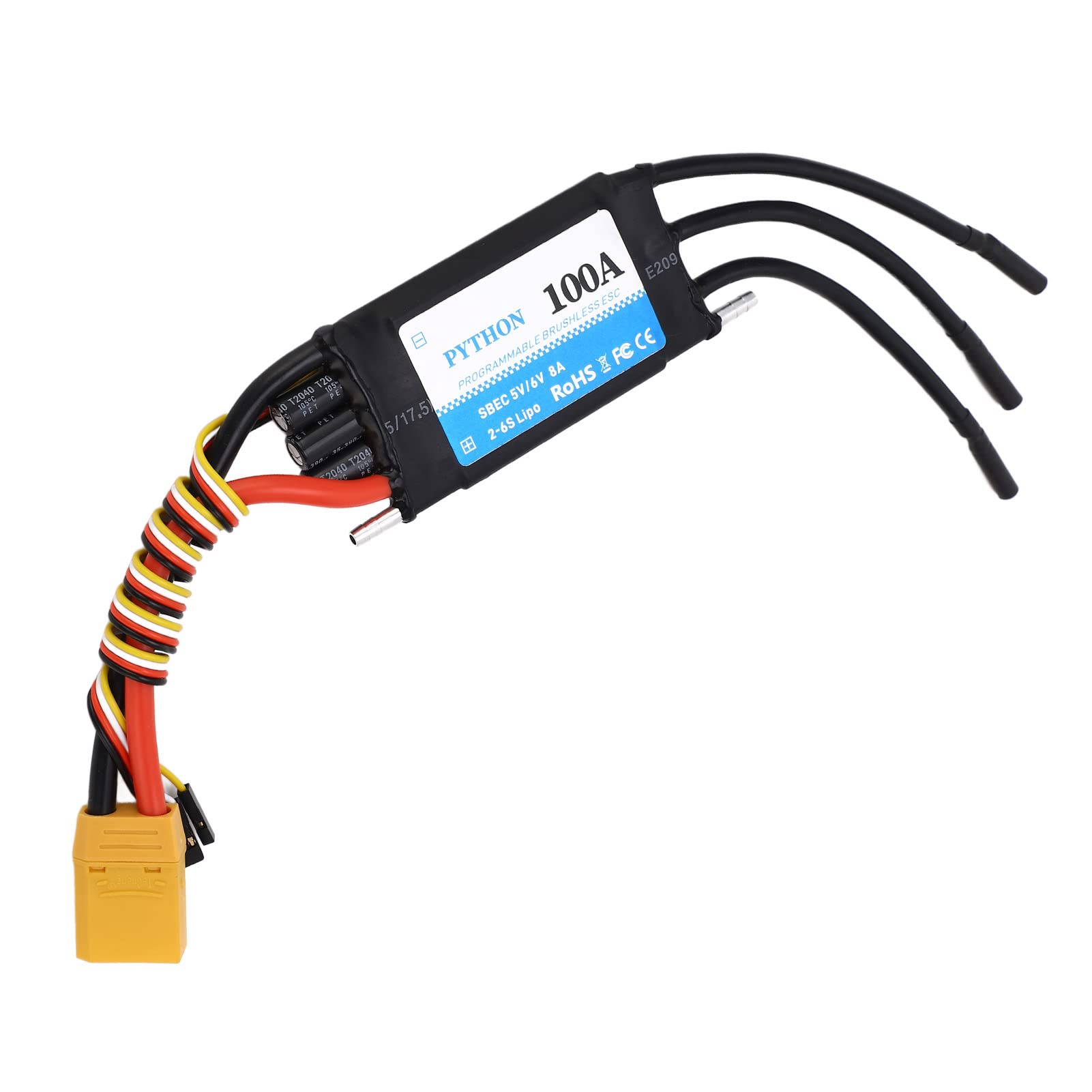 Bidireccional 100A ESC 2-6S con BEC ajustable de 5V 6V 8A