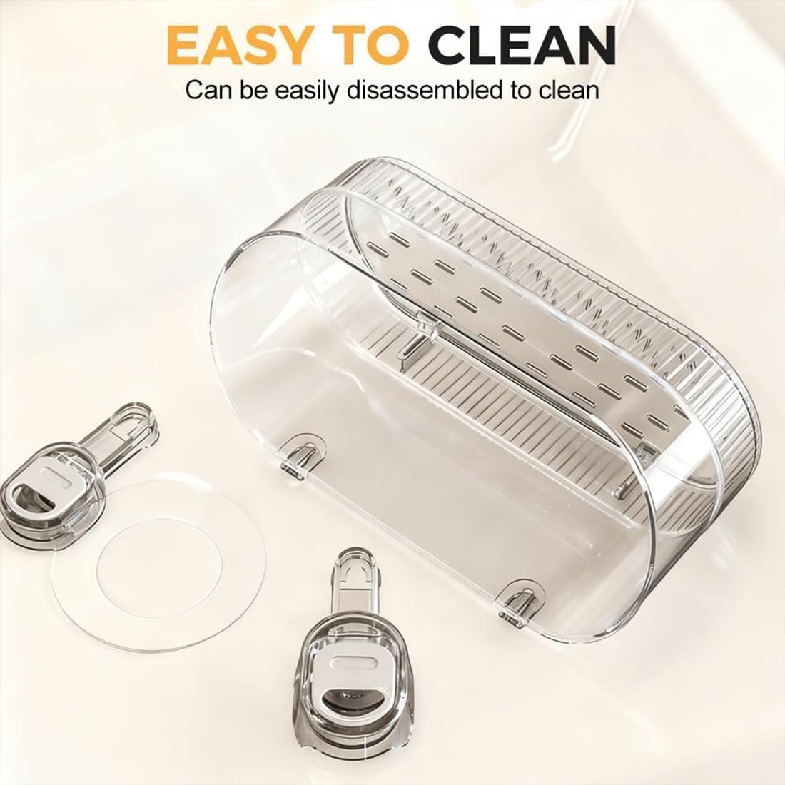 2026 New No-Drill Bathroom Suction Storage Box with Glacier Pattern, Large Capacity Strong Load-Bearing Suction Cups, Removable Hanging Wall Mount Organizer for Shower and Kitchen, Transparent