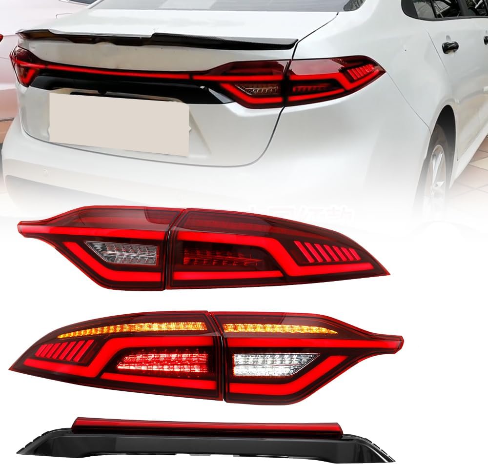 T T-ABC New Taillight Compatible with Toyota Corolla Tail Light 2020-2026 L LE SE Nightshade XSE XLE Apex Edition Hybrid Rear Lights Spoiler Trunk Accessories Custom Back Replacement (T1R Sedan)