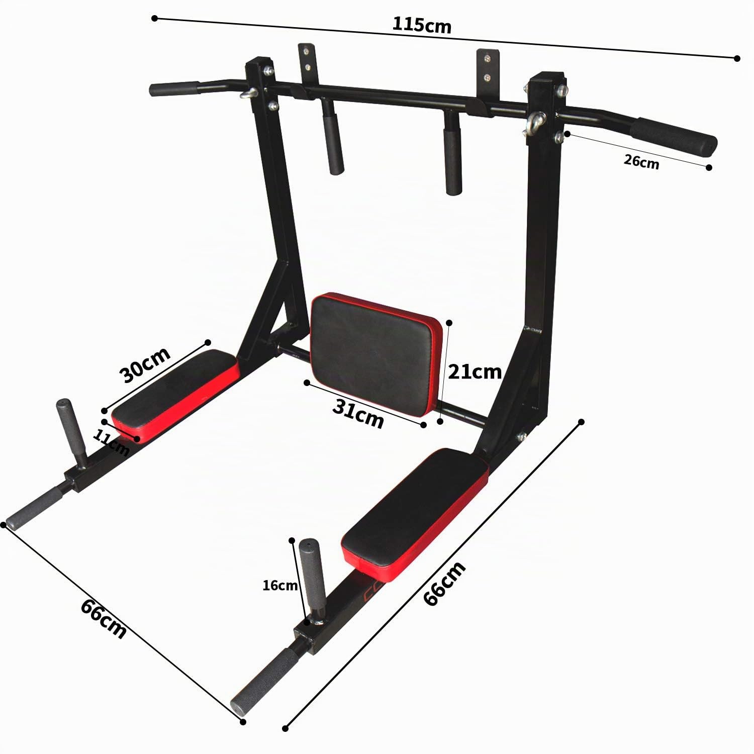 CCLIFE Barra de Dominadas para Pared con Múltiples Agarres, Barra de Tracción de Fitness, Barra para Hacer Dominadas Max.200kg, ZERRO