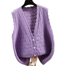 Mkjuuior Ladies Autumn Winter Sleeveless Knitted Sweater Vest Hanbok Single Breasted Basic Vest