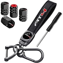 Tire Valve Stem Caps and Genuine Leather Car Keychain Keyring Compatible with GMC Sierra Yukon Acadia AT4 Accessories QMM+YSKAT4