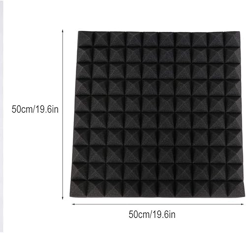 Miniatura 3 de Fdit Forma pirámide insonorización insonorizada espuma de algodón 19.7 * 19.7 * 2.0 in 6 piezas (negro)