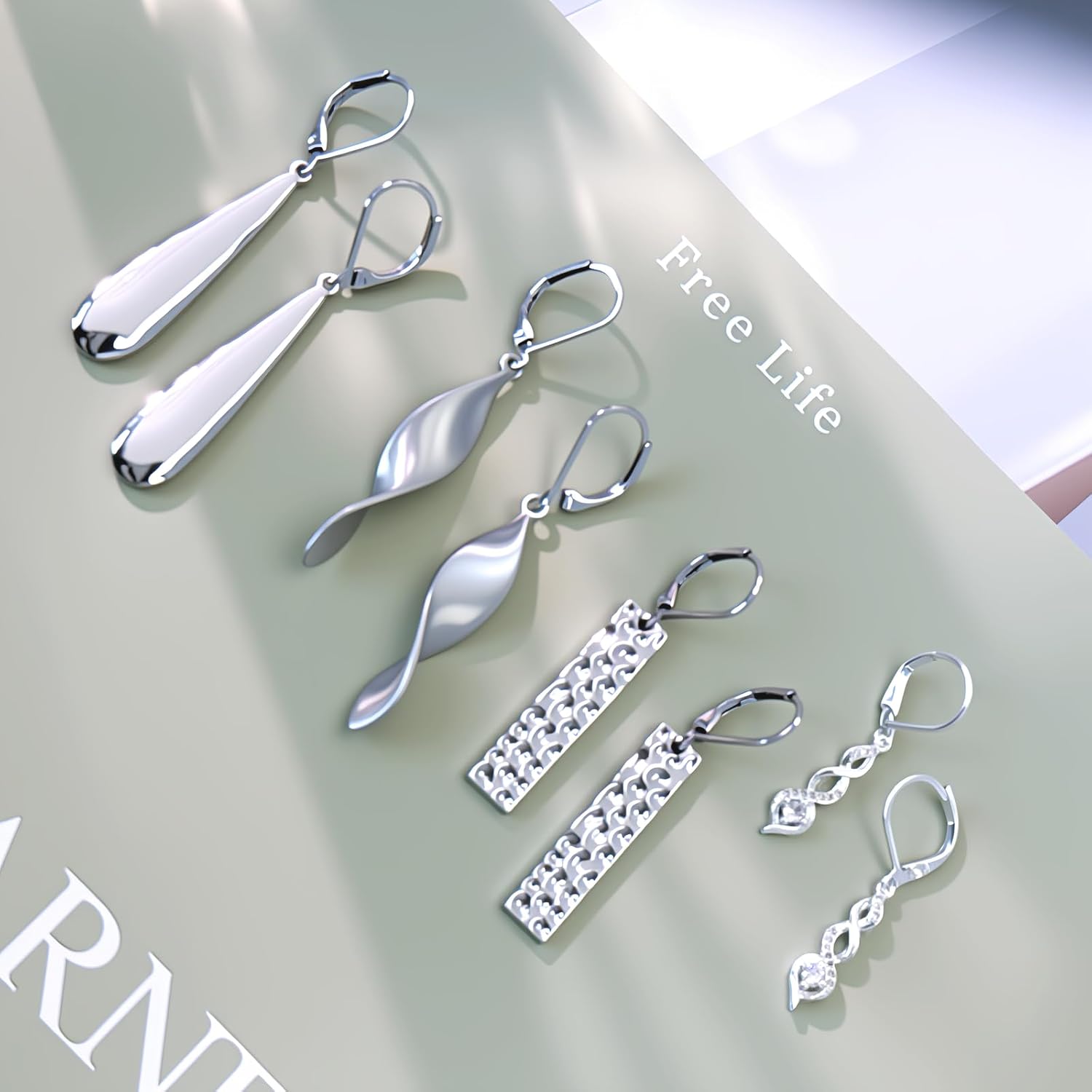 Silver Long Drop Dangle Earrings for Women Teardrop CZ Hanging Leverback Earrings Dangling Hypoallergenic Lightweight Cubic Zirconia Earring for Jewelry Gifts - Image 5