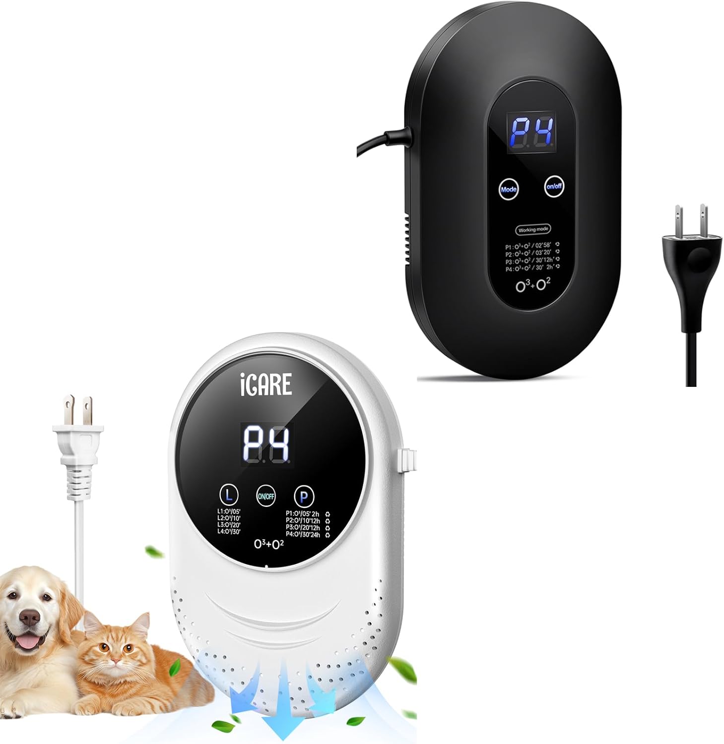 Ozone Odor Eliminator for Strong Odor 99% Cat Litter Deodorizer Pets Poof Odor Removal Air Ionizers Home Plug-in Air Purifier for Bedroom, Toilet, Kitchen, Shoe, Smoke, Formaldehyde Air Freshener