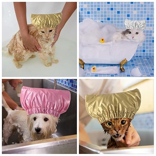 Miniatura 6 de Gorro de ducha para mascotas, gorro de ducha reutilizable para perros, cubre las orejas, gorro de baño para gatos con correa ajustable para evitar