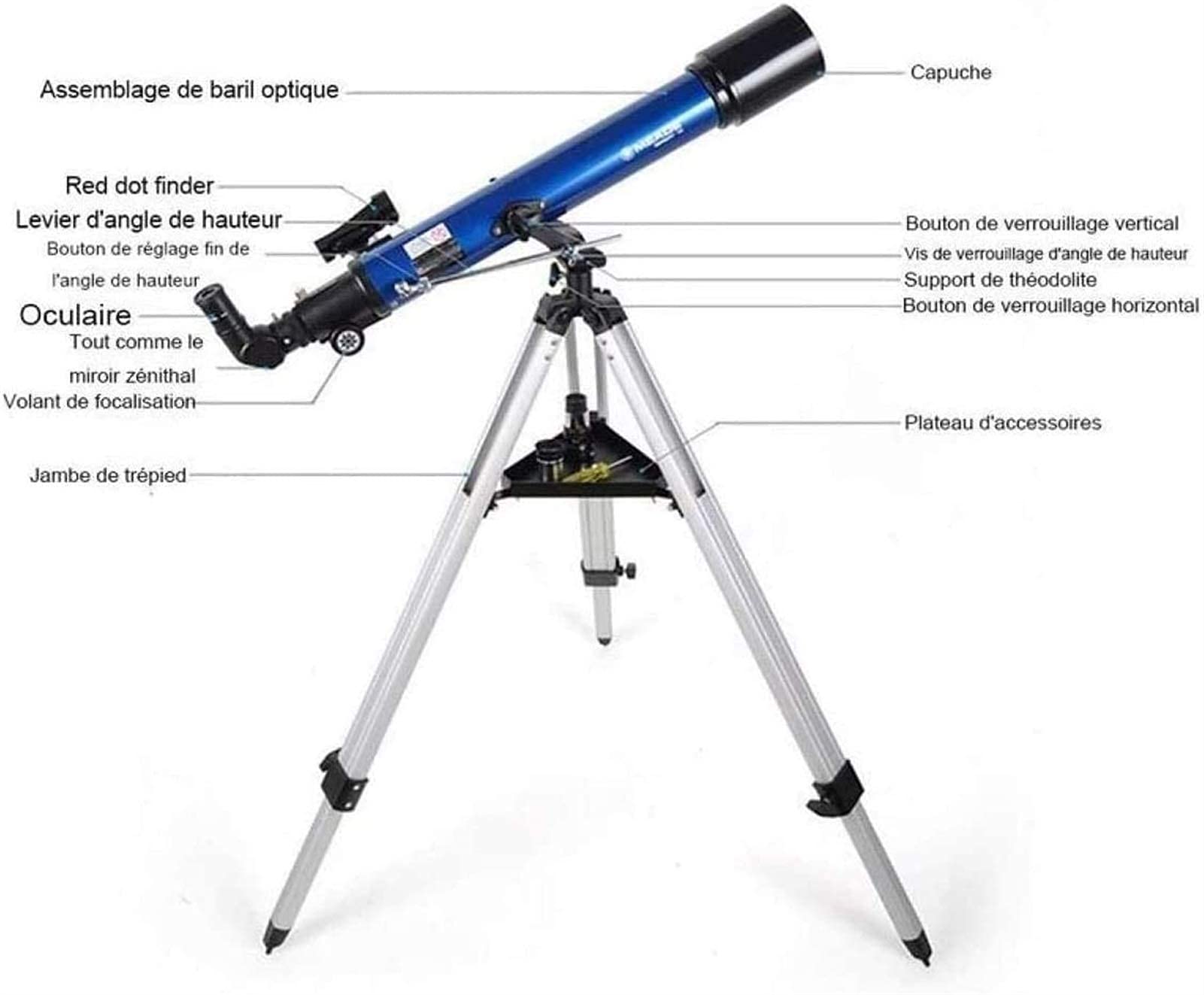 Telescopi per adulti Telescopio per bambini Principianti Ottica completamente multistrato Telescopio rifrattore per astronomia Software per telescopio portatile Telescopio perfetto Regalo per bambini