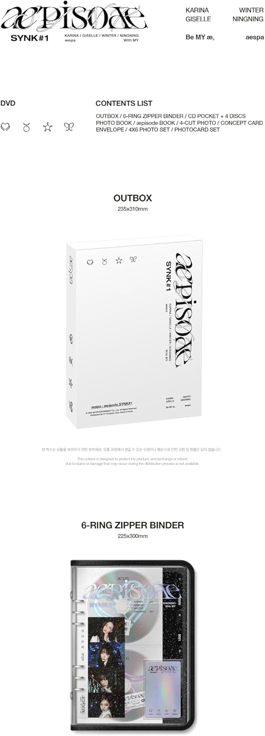 Generic aespa pisode SYNK#1 DVD Album with Photobook, Black, 1x1x2 inches, 122 pages, Includes 6Ring Zipper Binder, Tracking Number
