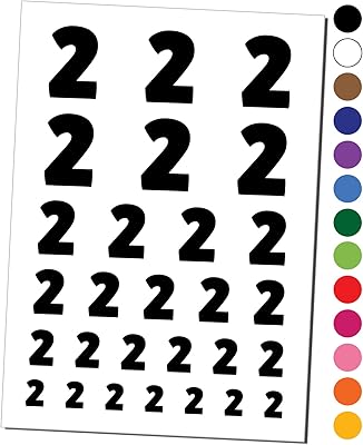 Number 2 Two Fun Bold Font Temporary Tattoo Water Resistant Fake Body Art Set Collection - Dark Blue (One Sheet)