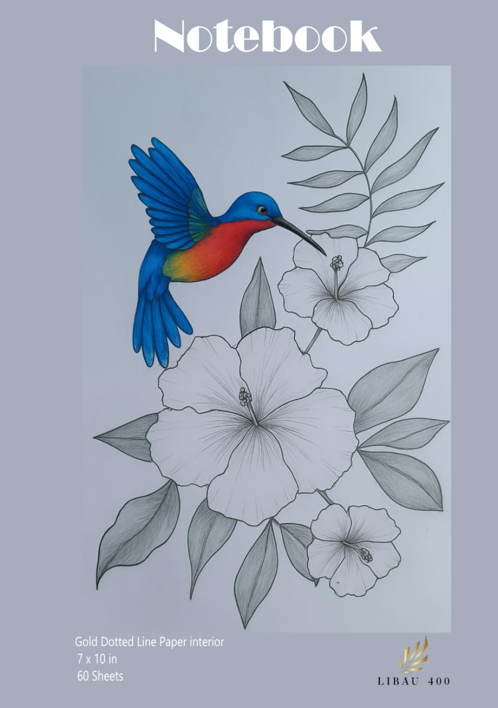 Notebook "Hummingbird", Wide Ruled with Gold Color tone dots. Medium Size: 7 x 10 inches, 60 Sheets. Designed for Handwriting, Brainstorming, Perfect ... adults, and creatives. Aesthetic Gift.      Hardcover – August 31, 2025