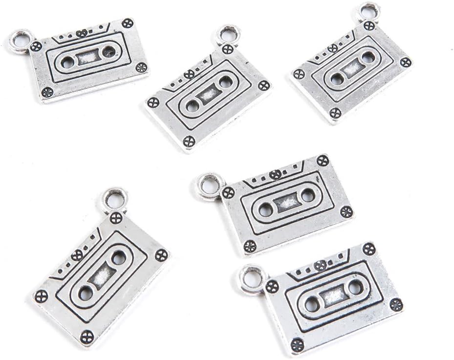 Antique Silver Tone Jewelry Making Charms Pendant Findings Craft Supplies Bulk Lots Arts Y1RQ1 Audio Cassette Tapes