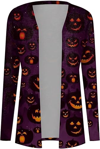 Miniatura 5 de COTECRAM Disfraces de Halloween para mujer 2023, otoño, talla grande, parte delantera abierta, cárdigan largo, suéter ligero para exteriores