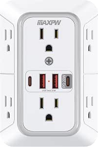 Maxpw Surge Protector Outlet Extender with 6 Outlets and 4 USB Ports