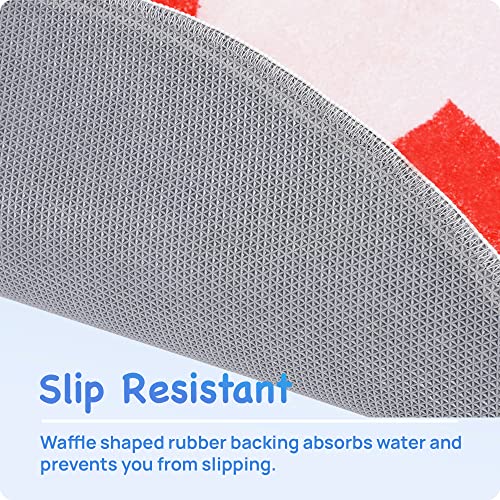Snack Break | Cute Red Heart Rug For Bathroom, Bedroom And Living Room | Non-Slip Backing | Ultra Soft Machine Washable Microfiber #TOP3