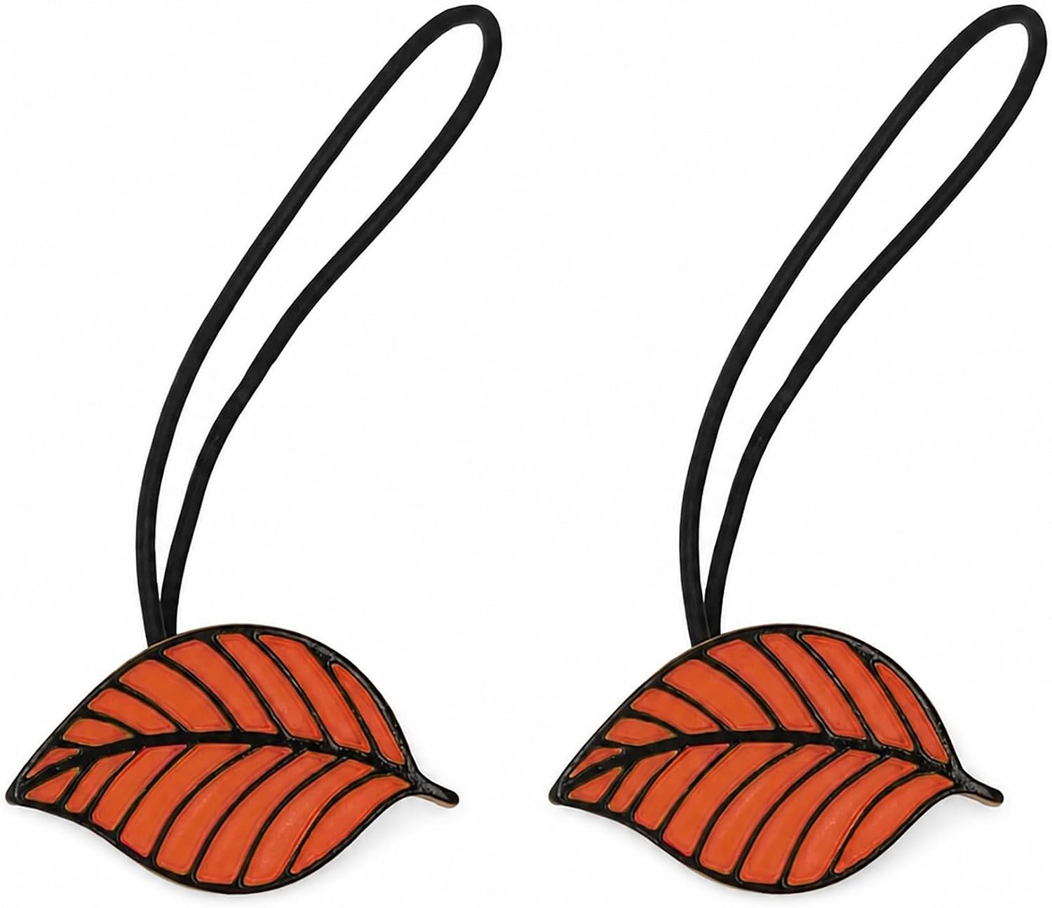 Two-Pack of Terracotta Magnetic Tiebacks - Elegant Leaf Pattern in Resin - Functional Accessories for Curtains and Drapes