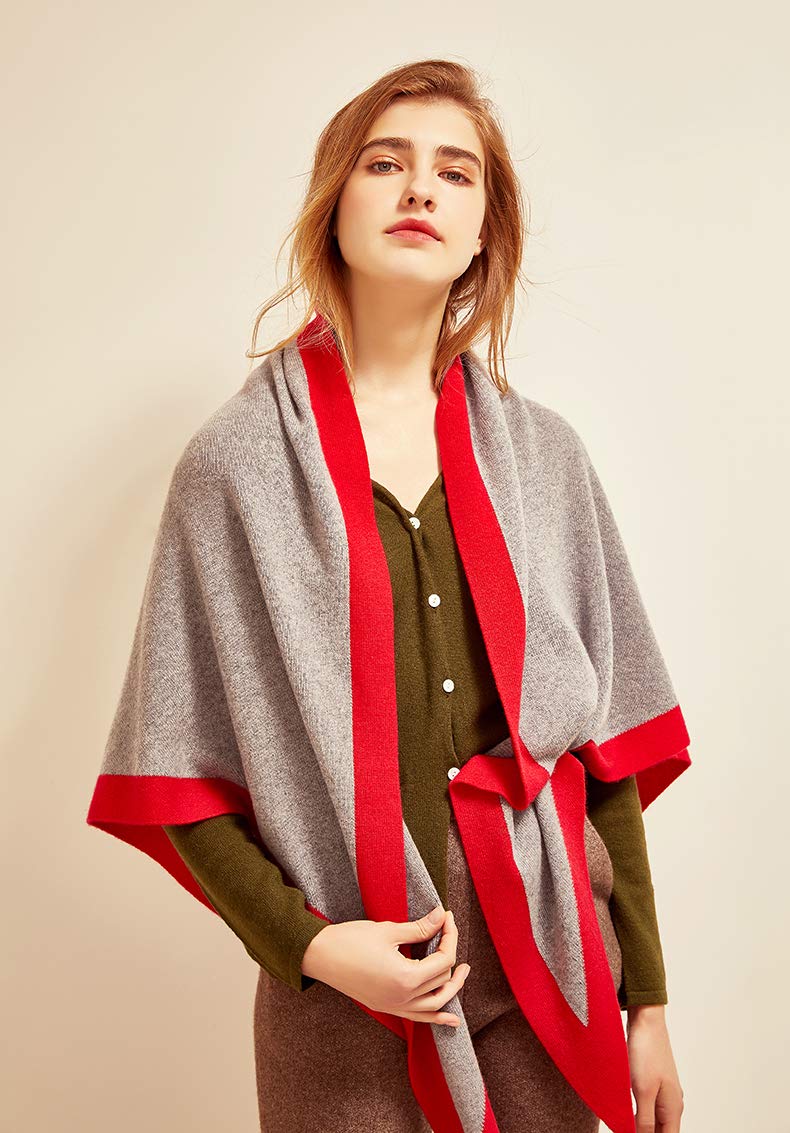 Mooilo - Pur Kaschmir - Luxury Fashion, Schals, Damenmode, Cashmere, Schal, Kaschmirschal, Dreieck grau, rot, Dreieckstuch, Design - made in Germany
