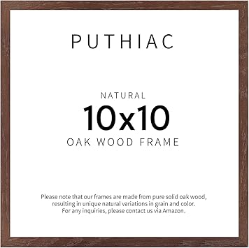 Puthiac Walnut Oak Wood Picture Frame - 10x10 Natural Solid Wood Poster Frame for Wall Art Photo and Prints (1 Pack)