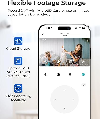 Miniatura 8 de IMILAB C21 Paquete de 2 cámaras de seguridad de 2.5K para interiores, cámara de habitación para dormitorio vista de 360, cámara para mascotas con