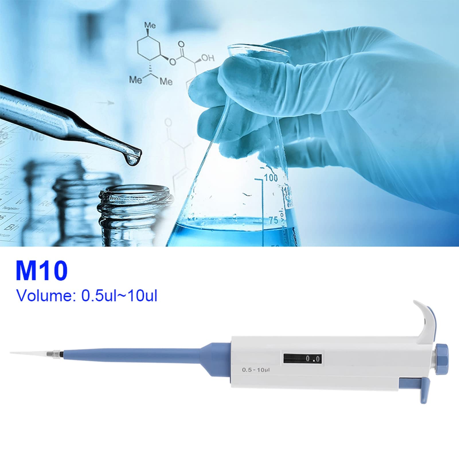 Socobeta Strumento per Pipetta Micropipetta Ergonomico 1 Pezzo 0,5~10 Ul per un Trasferimento Preciso di Liquidi in Ambienti di Laboratorio