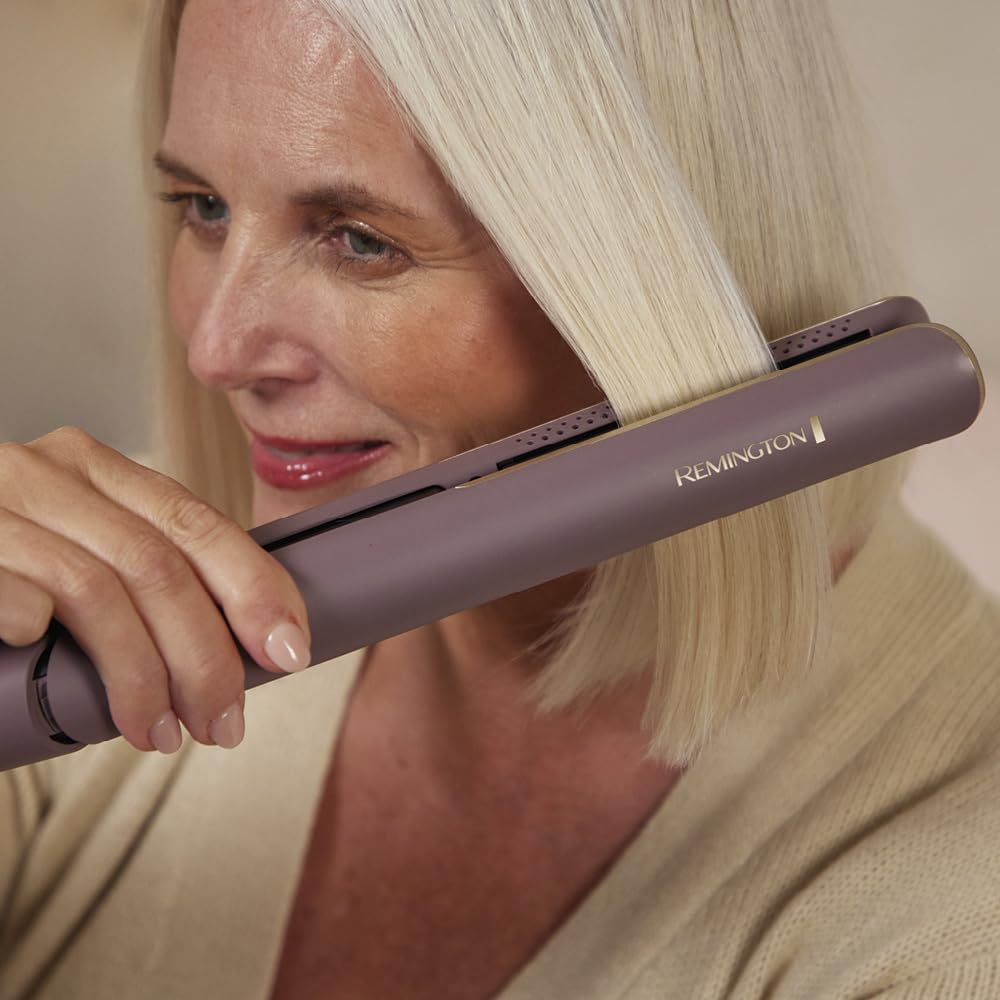 Remington AIRvive™ Glätteisen [Ionic Air-Technologie: weniger Frizz & statische Aufladung] Ultra-Keramikbeschichtung mit Mikrowirkstoffen (Schmale Platten, LCD-Display, 150-230°C) Haarglätter S8930