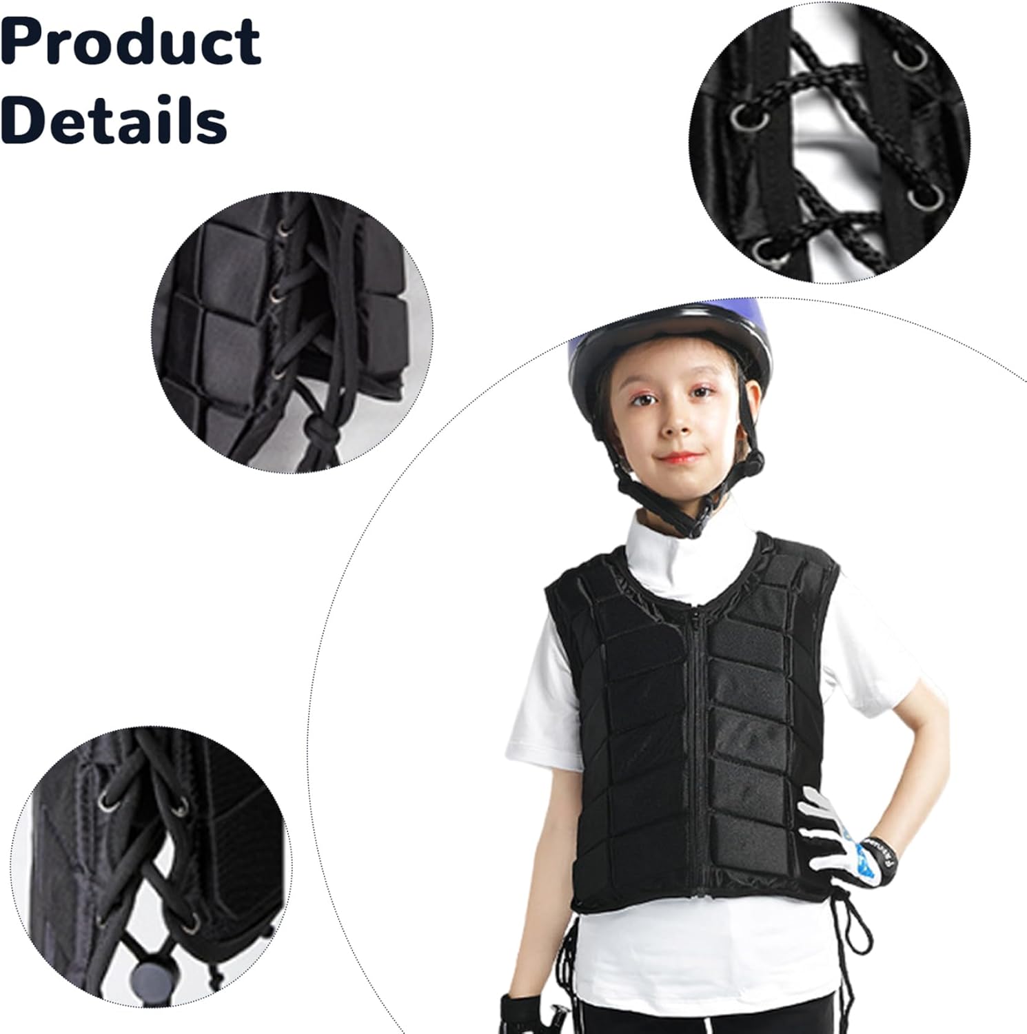 Horse Riding Vest Safety Protective Shock Absorption Armor Vest with Zipper Adjustable Strap Soft & Breathable Equestrian for Women Boys Girls Children Style 2 Armor.