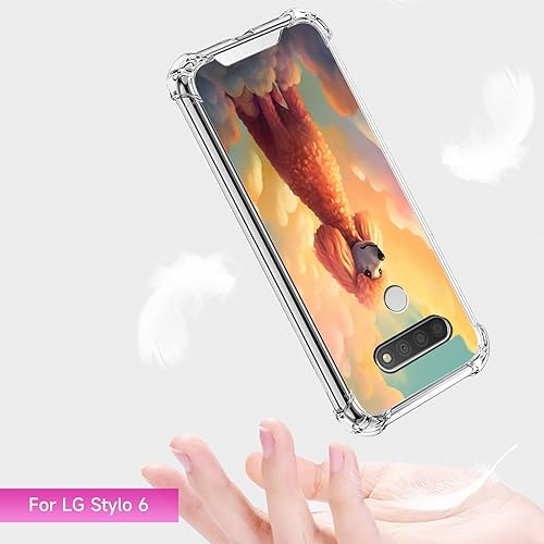 Miniatura 4 de DAFEI Funda transparente para LG Stylo 6 con diseño de perro caniche aa10, bolsa de aire transparente de cuatro esquinas, reforzada contra arañazos