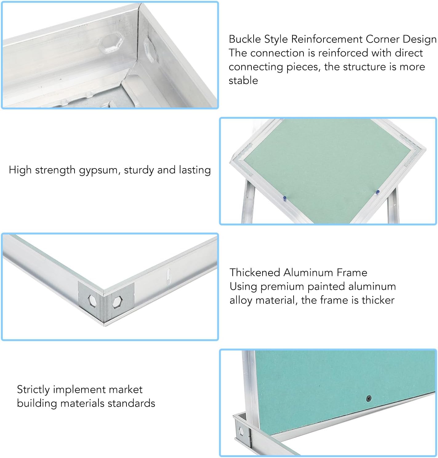 Reinforced Design, High Strength, Aluminum Alloy Frame Gypsum Board Access Door for Office Shopping Mall Hotel (450x450mm/17.7x17.7in)