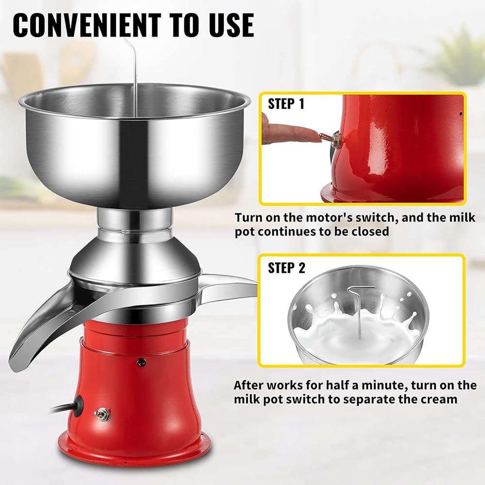 Separatore di crema per latte, separatore centrifugo ad alta velocità da 50 l/h, 9500 giri/min, trasforma il latte intero in latte scremato, ideale per aziende agricole e lattiero-caseari