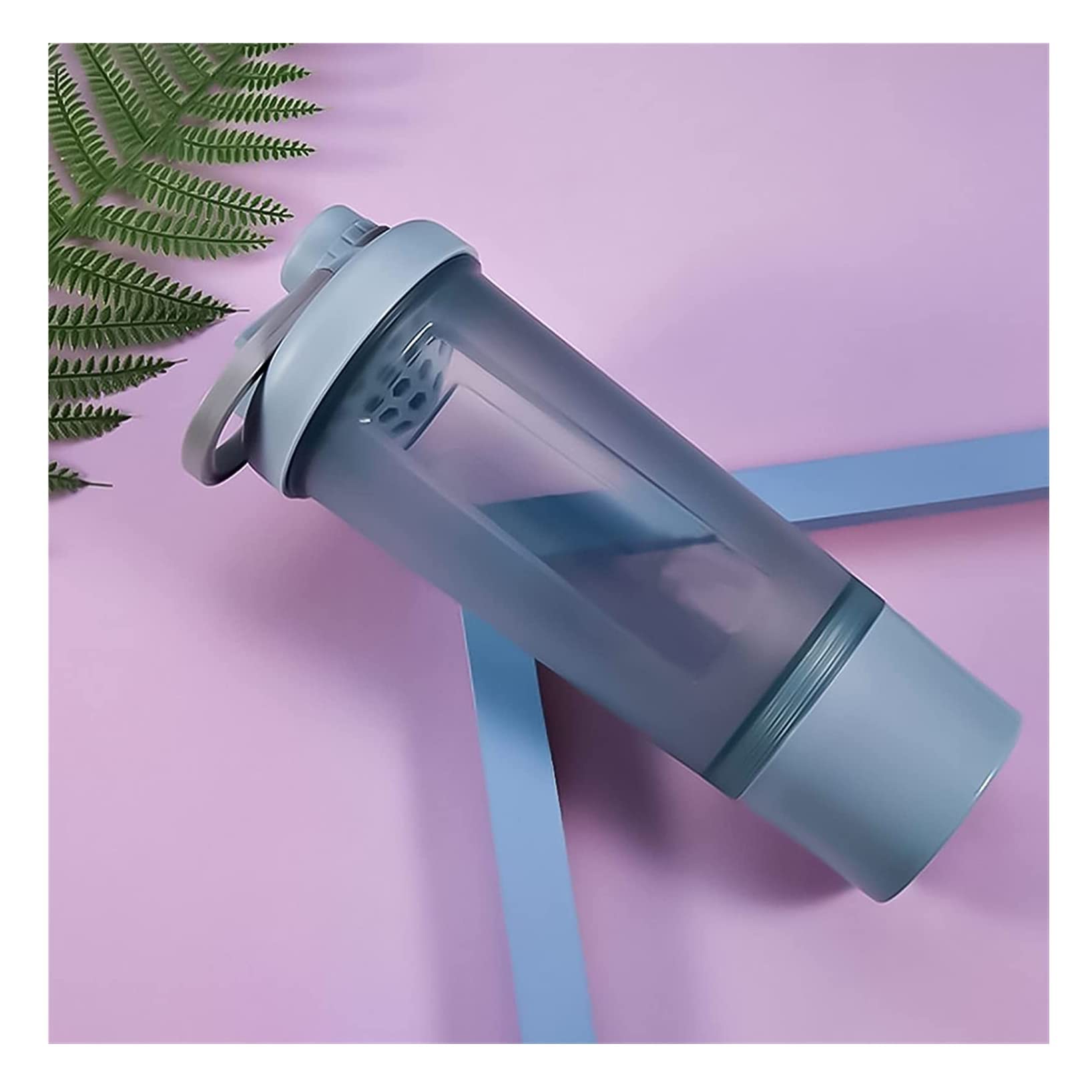 Botella de Agua Deportiva Botellas De Agua De Plástico Transparente, Botella De Agua Esmerilada Creativa Sin BPA Con Cuerda Portátil, Taza De Té De Viaje Botella Termica ( Blue : Violet , Size : 600ml