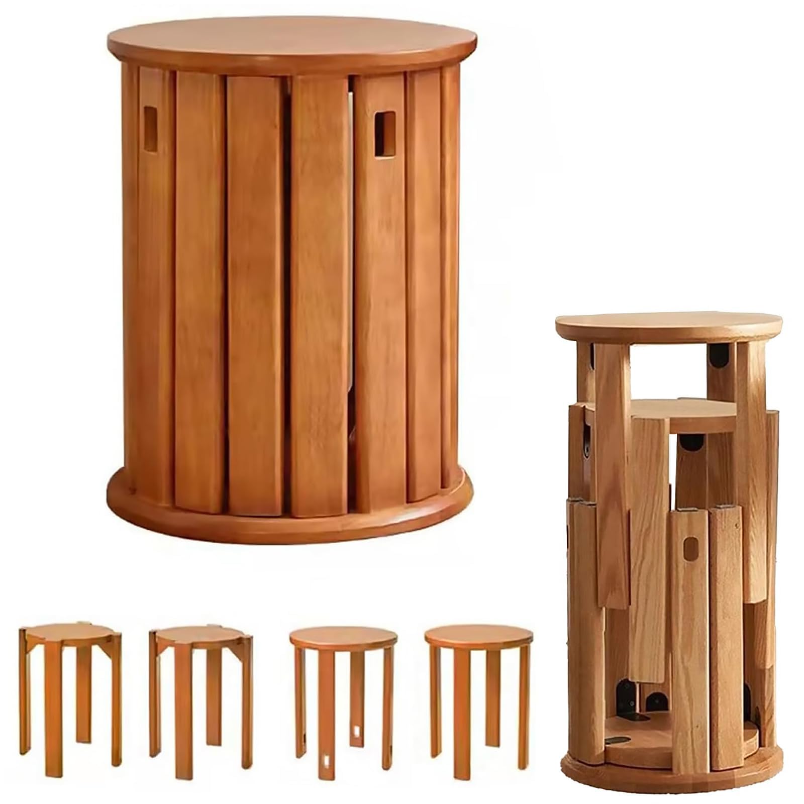 Tabourets empilables en bois massif pour un salon minimaliste et chaleureux