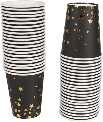 Miniatura 7 de Geeklife Vasos de papel para fiesta de papel con texturas doradas de mármol azul, juego de tazas decorativas desechables de 9 onzas, suministros de