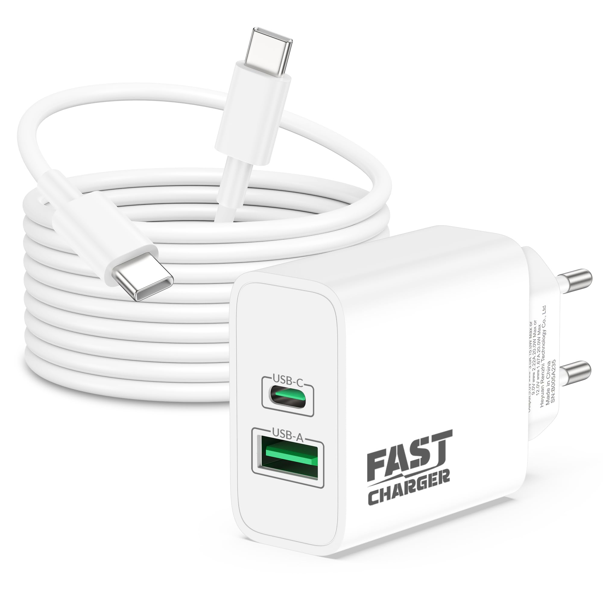 45W 2-Port USB C Ladegerät Ladekabel für Google Pixel 10/9 Pro XL Fold 10a, Pixel 9a/8/8a/7/7a/6/6a, iPhone 17 16 15 Pro Max, Samsung Galaxy S25 S24 S26, Handys Charger Schnellladegerät + Kabel 2M