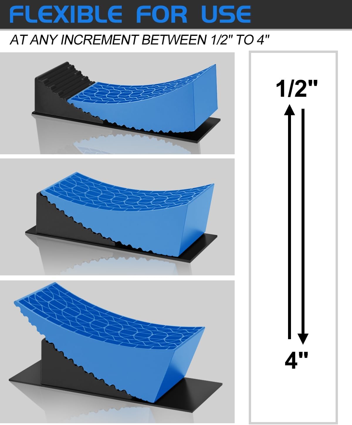 TGBOX RV Leveling Blocks Ramp Kit, 2 Packs Camper Leveler System for Travel with Two Chocks, 2 Anti-Slip Mats, 1T Bubble Level and Carry Bag, Up to 35000 LBS, Easier & Faster to Level Camper-Blue-A