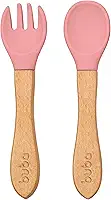 Buba Kit Talheres Silicone E Bambu - Rosa