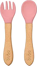 Buba Kit Talheres Silicone E Bambu - Rosa