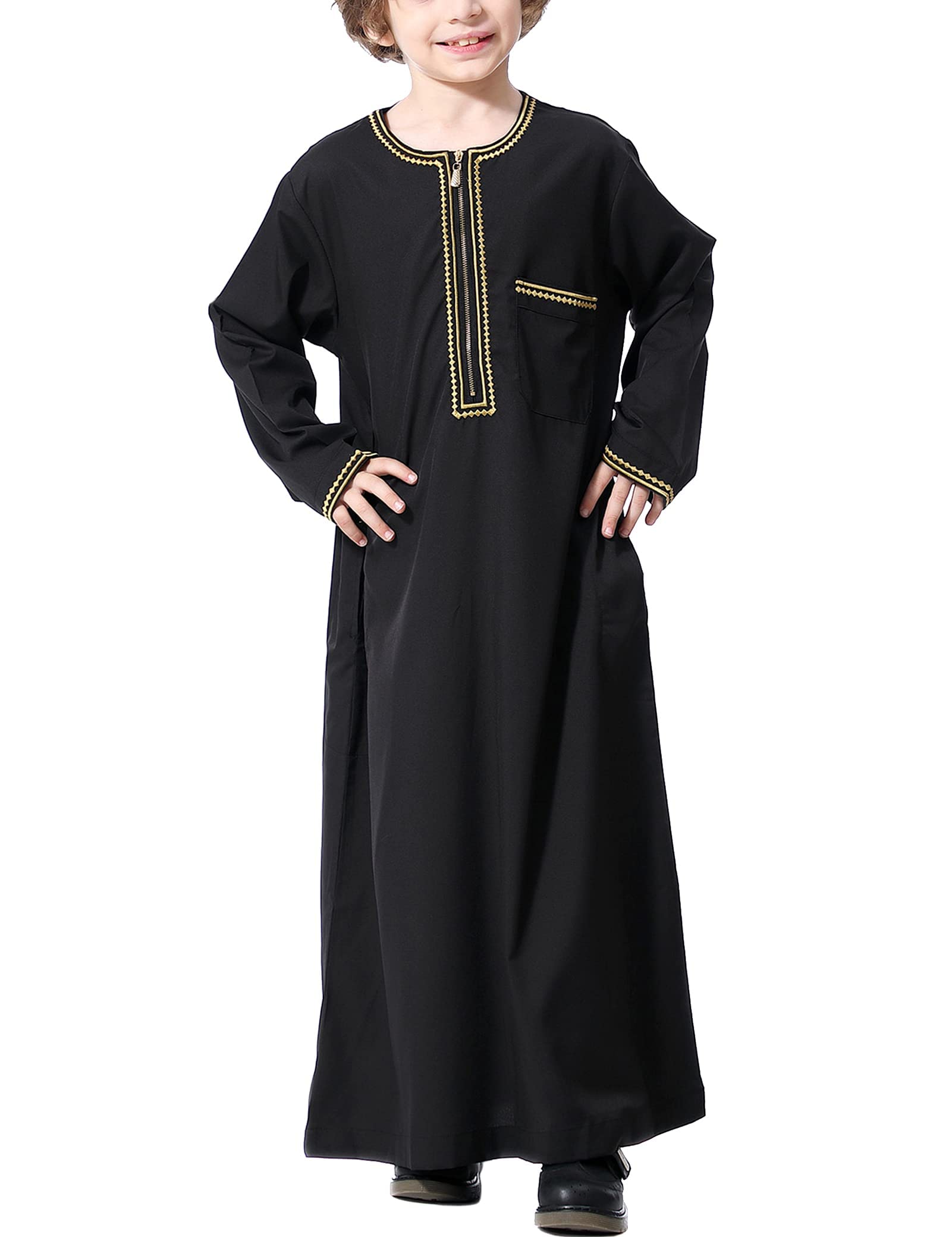 AomesincIslamic Boys Jubba Thobe, Saudi Arabia Islamic Clothing, Fashion Boy’s Muslim Long Sleeves Kids Robe