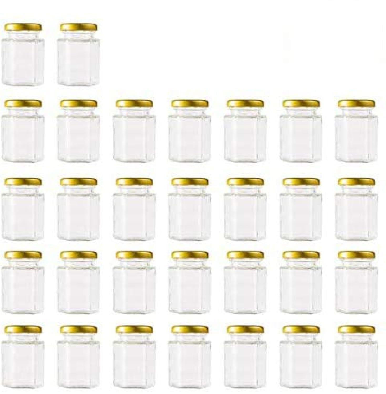 Encheng 4 oz Clear Hexagon Jars,Small Glass Honey Jars With Lids(Golden),Mason Jars For Herb,Foods,Jams,Liquid, Spice Jars For Storage 30 Pack