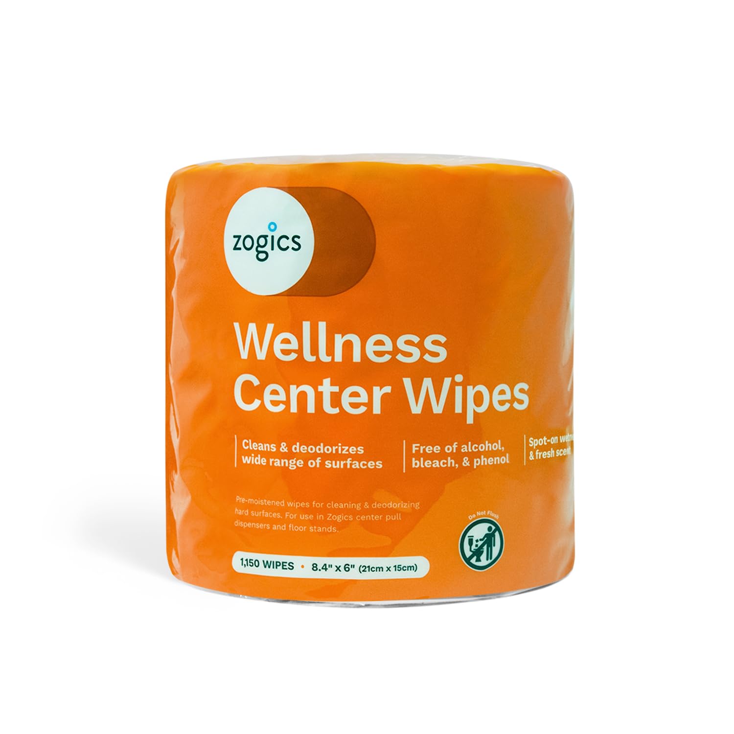 Zogics Wellness Center Cleaning Wipes – Gym Wipes for Cleaning Surfaces and Equipment, Durable and Safe Pre-Saturated Wet Wipes (1 Roll of 1,150 Wipes)