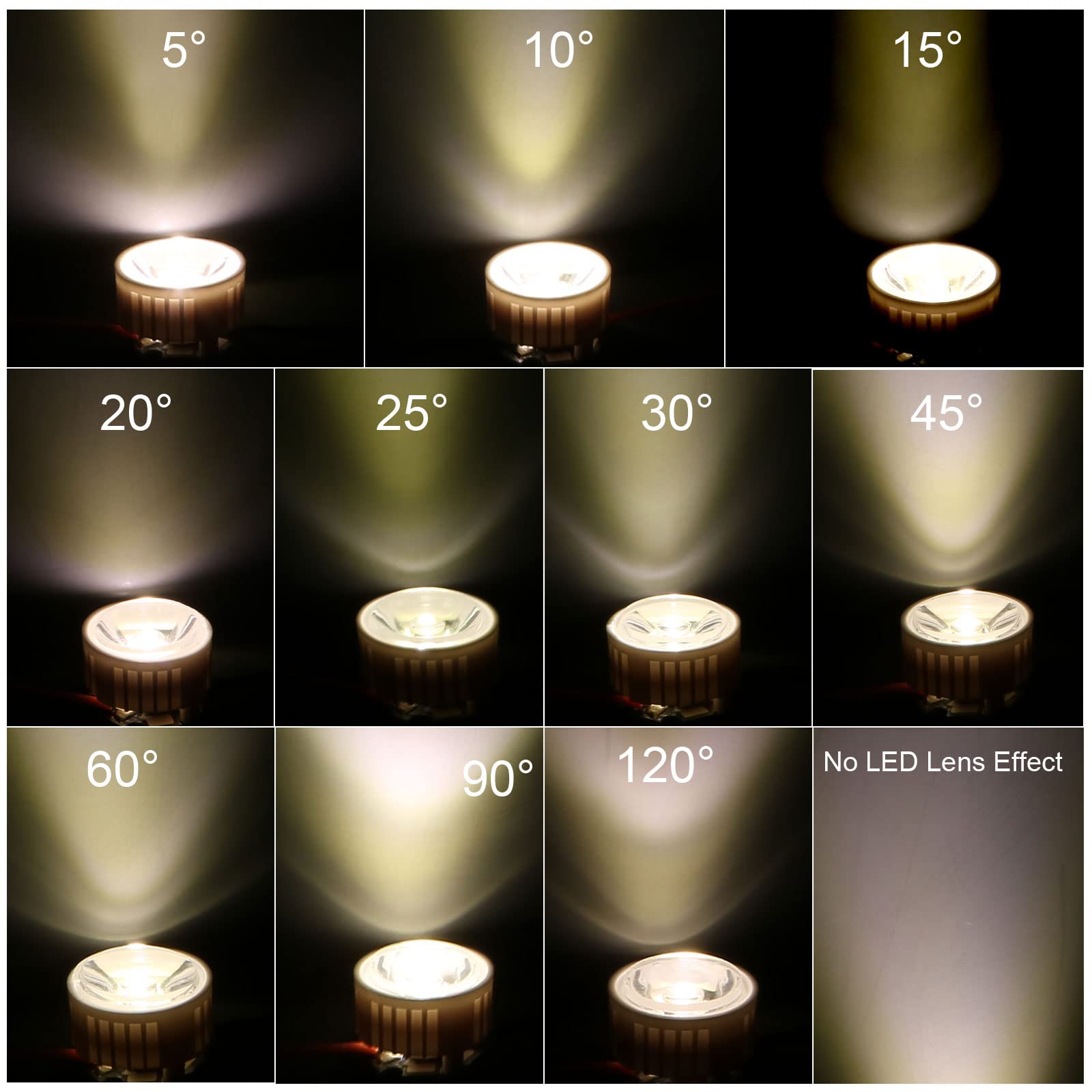 PATIKIL Obiektyw LED 20 mm 30 stopni z uchwytem stojaka, 20 zestawów soczewek LED do latarki, lampy DIY, czarna