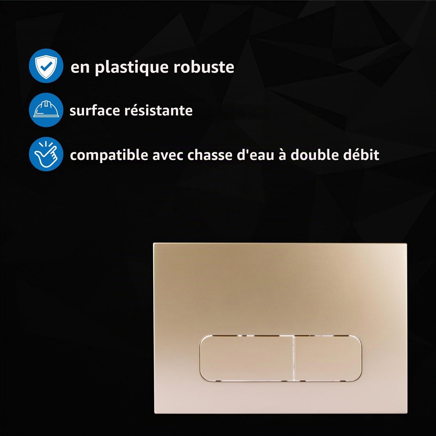 kör4u Plaque de déclenchement pour réservoir de chasse Geberit Sigma UP300, UP320 et Delta UP100, bouton arrondi (champagne doré)